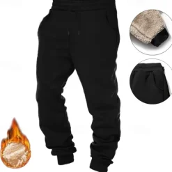 Clearance OUKU Men's Sherpa Fleece Pants Sweatpants Joggers Trousers Drawstring Elastic Waist Plain Comfort Warm Full Length Outdoor Casual Daily Sports Fashion Black Grey