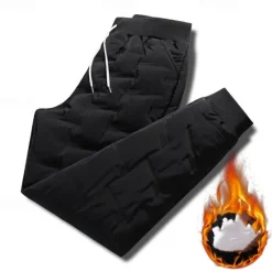 Online OUKU Men's Sherpa Fleece Pants Sweatpants Joggers Trousers Pocket Drawstring Elastic Waist Plain Comfort Warm Sports Outdoor Daily Fashion Casual Black 1# Black Micro-elastic