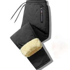 Outlet OUKU Men's Sherpa Fleece Pants Sweatpants Winter Pants Trousers Pocket Drawstring Elastic Waist Plain Comfort Breathable Outdoor Daily Going out Fashion Casual / Sporty Black Black Straight Leg