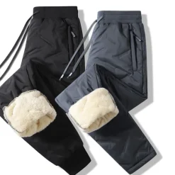 Discount OUKU Men's Sherpa Joggers Winter Pants Trousers Casual Pants Pocket Drawstring Elastic Waist Plain Waterproof Warm Daily Streetwear Fashion Chic & Modern Black Black Straight Leg Micro-elastic
