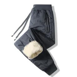 Discount OUKU Men's Sherpa Joggers Winter Pants Trousers Casual Pants Pocket Drawstring Elastic Waist Plain Waterproof Warm Daily Streetwear Fashion Chic & Modern Black Black Straight Leg Micro-elastic