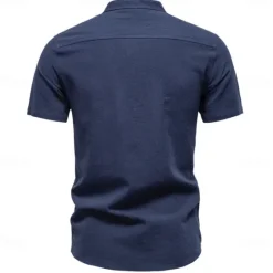 Sale OUKU Men's Shirt Black White Navy Blue Blue Beige Long Sleeve Solid Color Standing Collar Outdoor Causal Buttons Clothing Apparel Daily Casual Daily Leisure