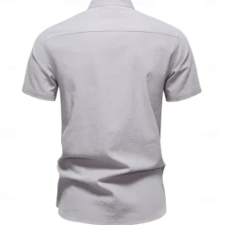 Sale OUKU Men's Shirt Black White Navy Blue Blue Beige Long Sleeve Solid Color Standing Collar Outdoor Causal Buttons Clothing Apparel Daily Casual Daily Leisure