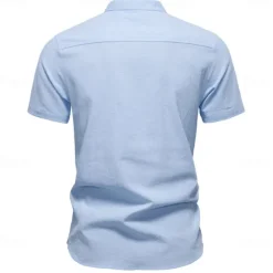 Sale OUKU Men's Shirt Black White Navy Blue Blue Beige Long Sleeve Solid Color Standing Collar Outdoor Causal Buttons Clothing Apparel Daily Casual Daily Leisure