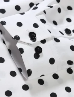 Discount OUKU Men's Shirt Button Up Shirt Casual Shirt Summer Shirt Black White Pink Blue Long Sleeve Polka Dot Lapel Daily Vacation Clothing Apparel Fashion Casual Comfortable