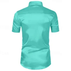 Sale OUKU Men's Shirt Button Up Shirt Casual Shirt Summer Shirt Beach Shirt White Light Green Blue Short Sleeve Stripes Lapel Daily Vacation Clothing Apparel Fashion Casual Comfortable