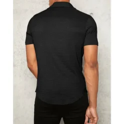 Outlet OUKU Men's Shirt Button Up Shirt Summer Shirt Casual Shirt Black White Yellow Blue Dark Green Short Sleeve Plain Lapel Daily Vacation Clothing Apparel Fashion Casual Comfortable