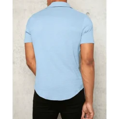 Outlet OUKU Men's Shirt Button Up Shirt Summer Shirt Casual Shirt Black White Yellow Blue Dark Green Short Sleeve Plain Lapel Daily Vacation Clothing Apparel Fashion Casual Comfortable