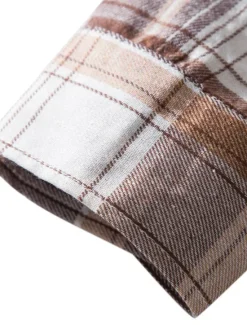 Outlet OUKU Men's Shirt Casual Shirt Button Up Shirt Hooded Shirt Black Light Brown Blue Dark Green Red Long Sleeve Plaid / Check Hooded Vacation Street Hooded Clothing Apparel Stylish Classic Casual