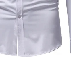Sale OUKU Men's Shirt Casual Shirt Tuxedo Shirts Embroidery Date Casual Daily Black White Wine Navy Blue Long Sleeve Lapel Spring & Fall Clothing Apparel Embroidered