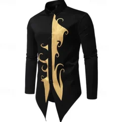 OUKU Men's Shirt Casual Shirt Tuxedo Shirts Bronzing Date Casual Daily Black White Blue Long Sleeve Lapel Spring & Fall Clothing Apparel