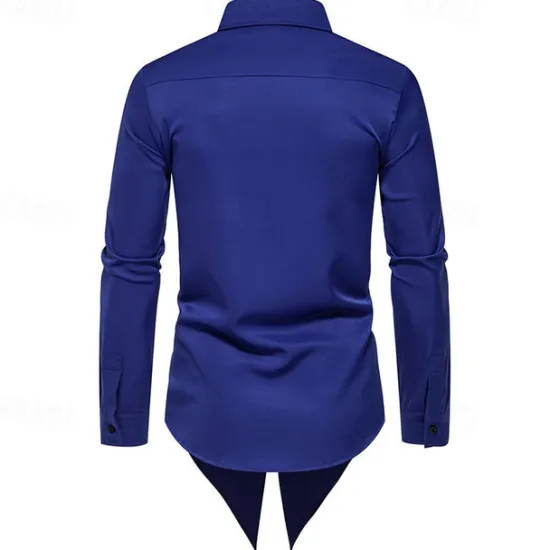 OUKU Men's Shirt Casual Shirt Tuxedo Shirts Bronzing Date Casual Daily Black White Blue Long Sleeve Lapel Spring & Fall Clothing Apparel
