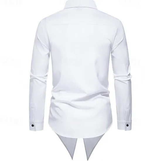 OUKU Men's Shirt Casual Shirt Tuxedo Shirts Bronzing Date Casual Daily Black White Blue Long Sleeve Lapel Spring & Fall Clothing Apparel