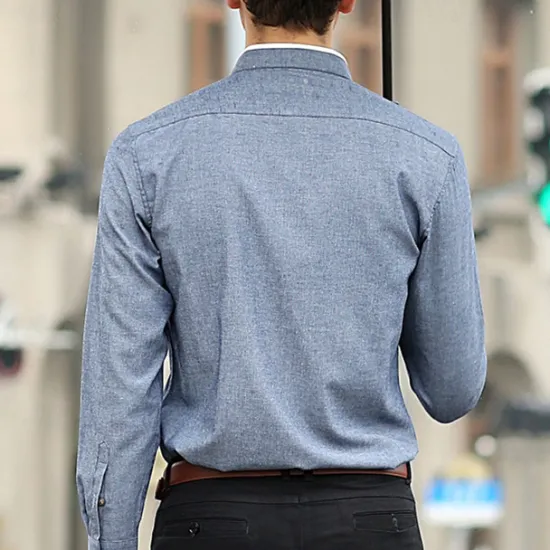 Discount OUKU Men's Shirt Chinese Collar Shirt Mandarin Collar Shirt Dress Shirt Button Up Shirt Plain Wedding Party Pink Blue Sky Blue Dark Gray Long Sleeve Grandad Collar Spring & Fall Clothing Apparel Patchwork