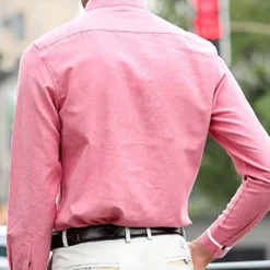 Discount OUKU Men's Shirt Chinese Collar Shirt Mandarin Collar Shirt Dress Shirt Button Up Shirt Plain Wedding Party Pink Blue Sky Blue Dark Gray Long Sleeve Grandad Collar Spring & Fall Clothing Apparel Patchwork