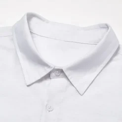 Online OUKU Men's Shirt Cotton Linen Shirt White Blue Long Sleeve Solid Color Turndown Summer Spring & Fall Sports & Outdoor Causal Clothing Apparel Button