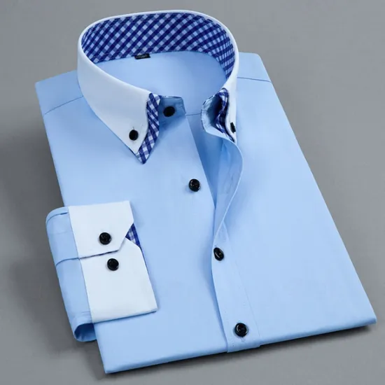 OUKU Men's Shirt Dress Shirt Button Up Shirt Plain Wedding Party White Pink Blue Light Purple Long Sleeve Lapel Spring Fall Clothing Apparel Pocket