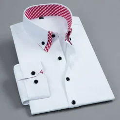 OUKU Men's Shirt Dress Shirt Button Up Shirt Plain Wedding Party White Pink Blue Light Purple Long Sleeve Lapel Spring Fall Clothing Apparel Pocket