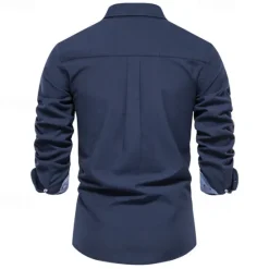 New OUKU Men's Shirt Dress Shirt Button Up Shirt Plain Wedding Party Black White Red Navy Blue Long Sleeve Lapel Spring & Fall Clothing Apparel Patchwork