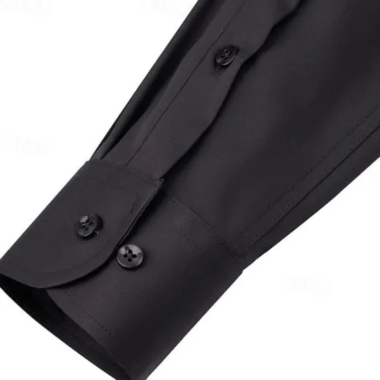 Discount OUKU Men's Shirt Dress Shirt Button Up Shirt Plain Wedding Daily Light Pink Black White Dark Navy Long Sleeve Turndown Spring & Fall Clothing Apparel Patchwork