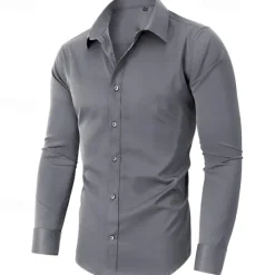 Discount OUKU Men's Shirt Dress Shirt Button Up Shirt Plain Wedding Daily Light Pink Black White Dark Navy Long Sleeve Turndown Spring & Fall Clothing Apparel Patchwork