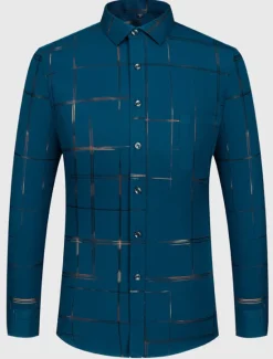 Hot OUKU Men's Shirt Dress Shirt Button Down Shirt Wrinkle Resistant Plaid Office & Career Wedding Party Black White Red Royal Blue Long Sleeve Lapel Spring & Fall Clothing Apparel Front Pocket