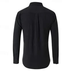 Sale OUKU Men's Shirt Dress Shirt Button Up Shirt Plain Wedding Party Black White Navy Blue Blue Long Sleeve Lapel Spring & Fall Clothing Apparel Buttons