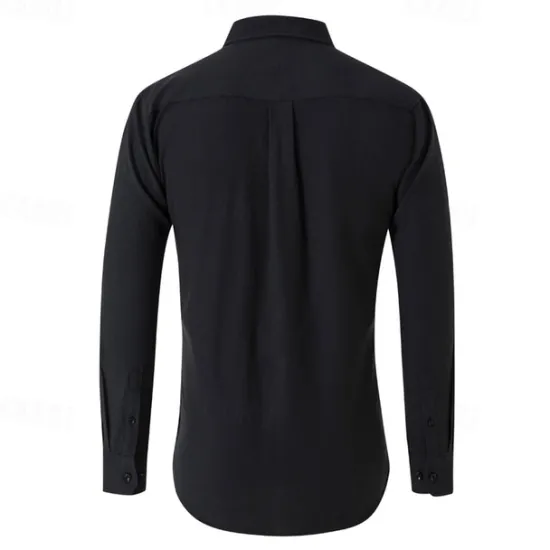 Sale OUKU Men's Shirt Dress Shirt Button Up Shirt Plain Wedding Party Black White Navy Blue Blue Long Sleeve Lapel Spring & Fall Clothing Apparel Buttons