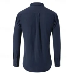 Sale OUKU Men's Shirt Dress Shirt Button Up Shirt Plain Wedding Party Black White Navy Blue Blue Long Sleeve Lapel Spring & Fall Clothing Apparel Buttons