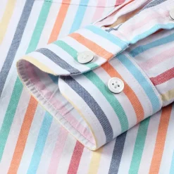 Sale OUKU Men's Shirt Dress Shirt Button Up Shirt Stripe Wedding Party Light Blue White Blue Sky Blue Long Sleeve Lapel Spring Fall Clothing Apparel