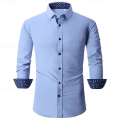 New OUKU Men's Shirt Dress Shirt Button Up Shirt Plain Wedding Party Black White Pink Wine Long Sleeve Lapel Spring & Fall Clothing Apparel
