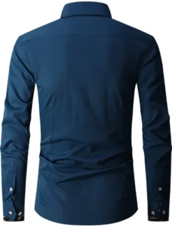 New OUKU Men's Shirt Dress Shirt Button Down Shirt Wrinkle Resistant Button Up Shirt Plain Wedding Office & Career Black White Wine Royal Blue Long Sleeve Turndown Spring & Fall Clothing Apparel Basic