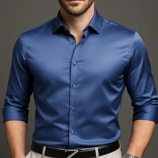 Outlet OUKU Men's Shirt Dress Shirt Button Up Shirt Plain Wedding Party Black White Pink Wine Long Sleeve Lapel Spring Fall Clothing Apparel