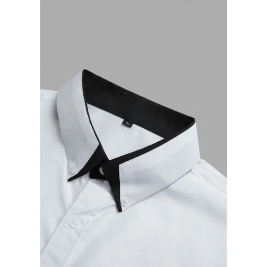 OUKU Men's Shirt Dress Shirt Button Down Shirt Wrinkle Resistant Plain Wedding Work Light Blue White Pink Navy Blue Long Sleeve Collar All Seasons Clothing Apparel