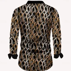 New OUKU Men's Shirt Dress Shirt Button Up Shirt Long Sleeve Fashion Casual Causal Casual Summer Spring Fall Turndown Button Up 3D Print Brown