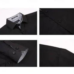 Discount OUKU Men's Shirt Dress Shirt Button Up Shirt Plain Wedding Party Black White Pink Wine Long Sleeve Lapel Spring & Fall Clothing Apparel