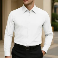 OUKU Men's Shirt Dress Shirt Button Up Shirt Plain Wedding Party Black White Blue Brown Long Sleeve Lapel Spring Fall Clothing Apparel