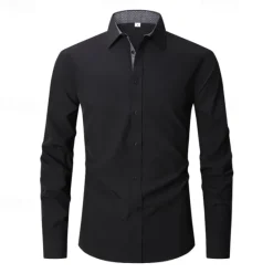 OUKU Men's Shirt Dress Shirt Button Up Shirt Color Block Wedding Daily Light Blue Black White Red Long Sleeve Turndown Spring & Fall Clothing Apparel Printing
