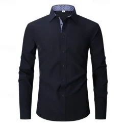 OUKU Men's Shirt Dress Shirt Button Up Shirt Color Block Wedding Daily Light Blue Black White Red Long Sleeve Turndown Spring & Fall Clothing Apparel Printing
