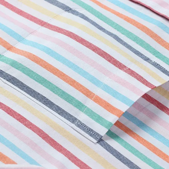New OUKU Men's Shirt Dress Shirt Button Up Shirt Stripes Wedding Party Blue Green Light Sky Blue Short Sleeve Lapel Summer Spring Clothing Apparel Pocket