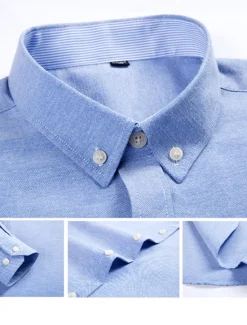OUKU Men's Shirt Dress Shirt Oxford Shirt Color Block Office & Career Wedding Party White Yellow Navy Blue Blue Long Sleeve Lapel Spring & Fall Clothing Apparel Splice