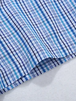 Online OUKU Men's Shirt Dress Shirt Plaid Office & Career Wedding Party Light Pink Light Blue Pink Dark Pink Short Sleeve Lapel Summer Clothing Apparel