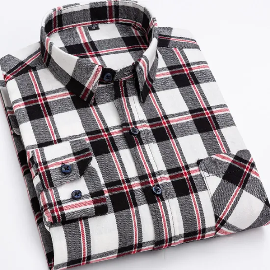 Online OUKU Men's Shirt Dress Shirt Plaid Office & Career Wedding Party Light Blue Black Navy Blue Blue Long Sleeve Lapel Spring & Fall Clothing Apparel Front Pocket