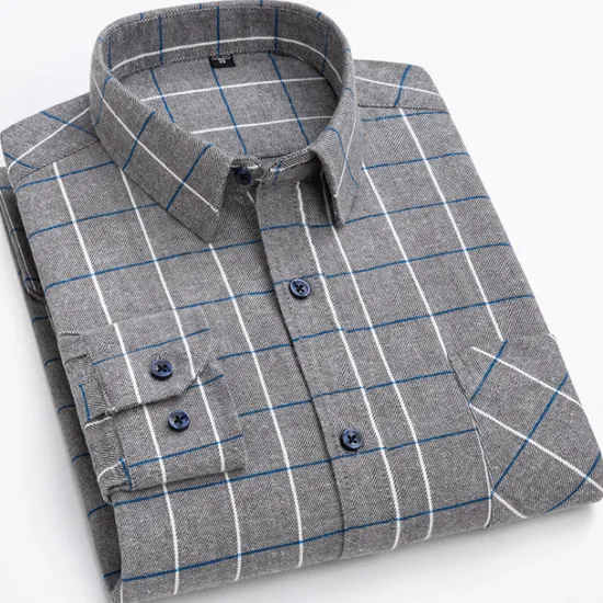 Best OUKU Men's Shirt Dress Shirt Plaid Office & Career Wedding Party Red Navy Blue Blue Orange Long Sleeve Lapel Spring & Fall Clothing Apparel Front Pocket