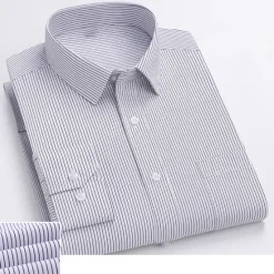 Hot OUKU Men's Shirt Dress Shirt Striped Shirt Non Iron Shirt Plain Wedding Office & Career Light Blue Royal Blue Blue Dark Blue Long Sleeve Turndown Spring & Fall Clothing Apparel Print