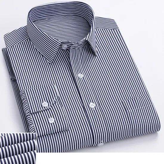 Hot OUKU Men's Shirt Dress Shirt Striped Wedding Office & Career White Light Purple Light Grey Dark Grey Long Sleeve Turndown Spring & Fall Clothing Apparel Print