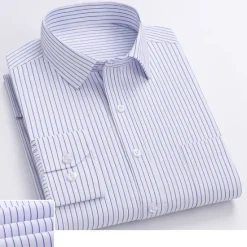 Hot OUKU Men's Shirt Dress Shirt Striped Wedding Office & Career White Light Purple Light Grey Dark Grey Long Sleeve Turndown Spring & Fall Clothing Apparel Print