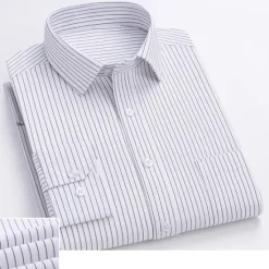 Hot OUKU Men's Shirt Dress Shirt Striped Wedding Office & Career White Light Purple Light Grey Dark Grey Long Sleeve Turndown Spring & Fall Clothing Apparel Print