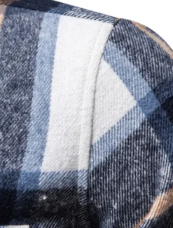 Sale OUKU Men's Shirt Flannel Shirt Plaid Shirt Shirt Jacket Overshirt Shacket Plaid / Check Outdoor Daily Wear Light Blue White Navy Blue Green Long Sleeve Lapel Fall & Winter Clothing Apparel Pocket