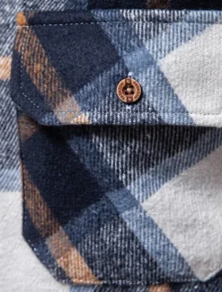 Sale OUKU Men's Shirt Flannel Shirt Plaid Shirt Shirt Jacket Overshirt Shacket Plaid / Check Outdoor Daily Wear Light Blue White Navy Blue Green Long Sleeve Lapel Fall & Winter Clothing Apparel Pocket